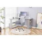 Kosy Koala Grey Office Desk L-shaped with Grey Velvet Upholstered Chair Wooden Room Furniture