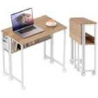 HOMCOM 80 cm Foldable Computer Desk on Wheels for Small Spaces Natural