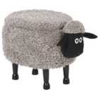 Beliani Fabric Storage Animal Stool Grey Sheep