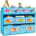 Aiyaplay 3-tier Toy Organiser Shelf With 9 Storage Boxes For Bedroom Blue