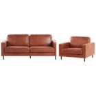 Beliani Faux Leather Living Room Set Golden Brown Savalen