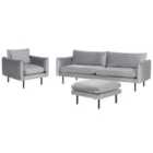 Beliani Velvet Living Room Set With Ottoman Grey Vinterbro
