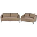 Beliani Fabric Living Room Set Brown Hobro