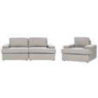 Beliani 4 Seater Fabric Living Room Set Light Grey Alla