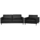 Beliani Leather Living Room Set Black Savalen