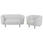 Beliani Fabric Living Room Set Black And White Loen