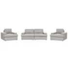 Beliani 5 Seater Fabric Living Room Set Light Grey Alla