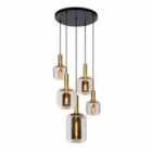 Lucide Joanet Modern Cluster Pendant Light - 66Cm - 5Xe27 - Smoke Grey
