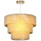 HOMCOM Boho Hemp Rope Pendant Light, Ceiling Light for Bedroom, Light Brown