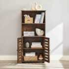 Vasagle Floor Standing Cabinet With Louvered Doors - Rustic Brown