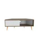 Decorotika - Mora Corner Tv Stand With One Sliding Door - Walnut And White