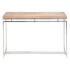 Evelyn Natural Antique Finish Mango Wood And Silver Metal Console Table