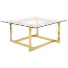 Beliani Glass Top Coffee Table Gold Crystal