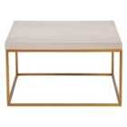 Madison Beige Granite And Burnished Gold Metal Square Coffee Table