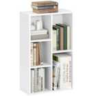 HOMCOM 2-Tier Bookshelf with 5 Open Storage Compartments, White