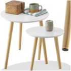 Side Tables Skaland - Set Of Two, Scandi Style With Wood Legs & Non-slip Feet