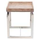 Evelyn Natural Antique Finish Mango Wood And Silver Metal Side Table