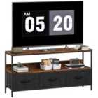 HOMCOM TV Cabinet, TV Console Unit with 3 Foldable Linen Drawers Brown