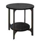 Decorotika Versy Metal Leg Round Design Side End Table Black Marble Effect And Gold