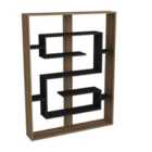 Decorotika Esteban 120Cm Wide Geometric Bookcase Display Unit - Walnut And Black