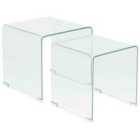 Beliani Set Of 2 Glass Side Tables Transparent Kendall