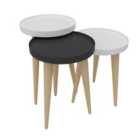 Decorotika Piscina 3-pieces Coffee Table Set Colourful Coffee Tables Side End Tables White Antracite