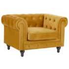 Beliani Armchair Chesterfield Velvet Mustard