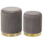 Beliani Set Of 2 Velvet Storage Pouffes Grey Miramar