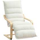 HOMCOM Birch Wood Lounge Chair for Living Room, Bedroom, Cream White
