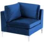 Beliani Velvet Corner Section Blue Evja