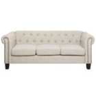 Beliani 3 Seater Fabric Sofa Nailhead Trim Beige Chesterfield