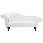 Beliani Left Hand Faux Leather Chaise Lounge White Lattes