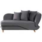 Beliani Right Hand Velvet Chaise Lounge With Storage Dark Grey Meri Ii