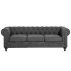 Beliani 3 Seater Fabric Sofa Grey Chesterfield