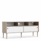Furniture To Go Rome Tv Unit 2 Sliding Doors In Jackson Hickory Oak Effect With Matt White