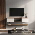 Decorotika Elia Floating 140 Cm Wide Tv Unit Walnut White