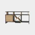 Decorotika Aurburn Tv Unit Tv Stand Tv Cabinet Storage With Open Shelves And Cabinet - Anthracite And Sapphire Oak