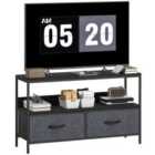 HOMCOM TV Cabinet, TV Console Unit with 2 Foldable Linen Drawers Black