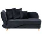 Beliani Left Hand Velvet Chaise Lounge With Storage Black Meri Ii