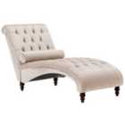 Beliani Velvet Chaise Lounge Beige Muret