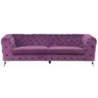 Beliani 3 Seater Velvet Fabric Sofa Purple Sotra
