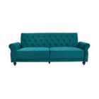 Furniture One Velvet Sofa Bed 225Cm Modern 3 Seat Click Clack Sofa Bed Couch Settee With Arms - Green