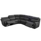 Furniture One Power Corner Recliner Sofa Set Dark Grey - 5 Seater With Cup Holders