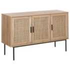 Beliani Rattan 3 Door Sideboard Light Wood Pasco