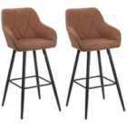 Beliani Set Of 2 Bar Chairs Darien Grey