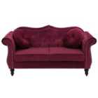 Beliani 2 Seater Velvet Sofa Burgundy Skien