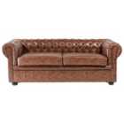 Beliani 3 Seater Sofa Faux Leather Golden Brown Chesterfield