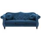 Beliani 3 Seater Velvet Sofa Navy Blue Skien