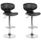 Beliani Set Of 2 Bar Chairs Conway Faux Leather Swivel Grey