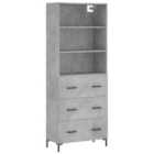 vidaXL Highboard Concrete Grey 69.5X34X180 Cm Engineered Wood